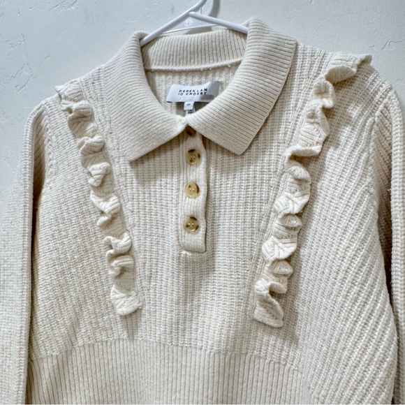 Derek Lam 10 Crosby Noelia Ivory Cream Collared Ruffle Sweater Cropped Women S - Picture 3 of 13